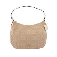 COACH LOGO緹花布肩背彎月包(白) F29959 IMDQC