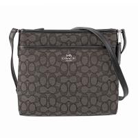 COACH 緹花 LOGO斜背包(薄款)(黑灰) F29960 SVDK6