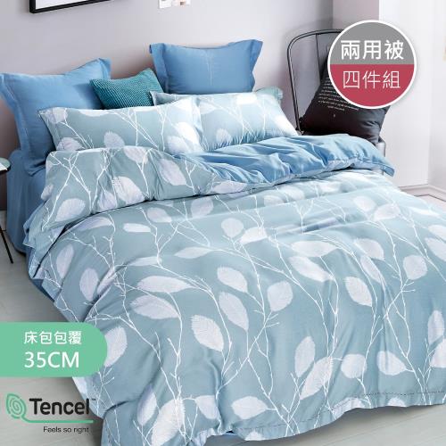 R.Q.POLO 純天絲TENCEL系列 兩用被床包四件組 雙人標準5尺(維嫚花葉)
