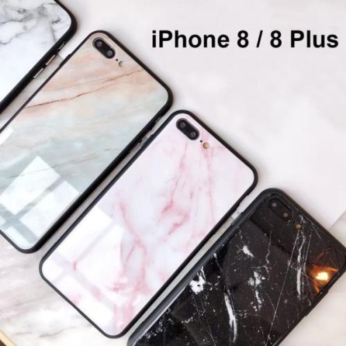 [Apple iPhone 8 / 8 Plus] 大理石紋手機殼 鋼化玻璃背殼 全包邊 保護殼