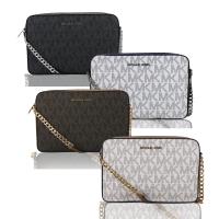 【Michael Kors】JET SET ITEM 經典滿版Logo防刮皮革斜背包(2色)