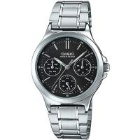 CASIO 優雅時尚三眼全月曆女錶-黑(LTP-V300D-1A)