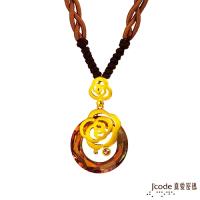 Jcode真愛密碼 晶典茶花黃金/水晶中國結項鍊