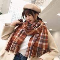 【米蘭精品】圍巾仿羊絨披肩-經典格子流蘇兩用女配件6色73ub25