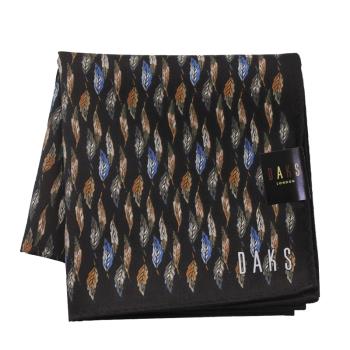 【DAKS】秋冬落葉純棉帕領巾(黑色)