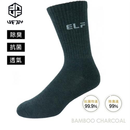[UF72] elf除臭竹炭足弓增厚氣墊中統運動襪UF5812-深灰24-26 (五雙入)