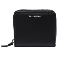 BALENCIAGA 經典EVERYDAY系列品牌字母LOGO壓印小牛皮方型短夾(黑)