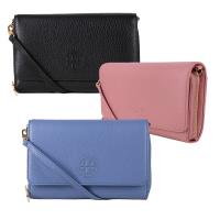 【TORY BURCH】BOMBE 雙層掀蓋式荔枝紋全皮Logo手拿/斜背包(3色)