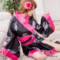 天使霓裳 日本異想國 ! 花卉v領和服 角色服(黑玫F) MA050