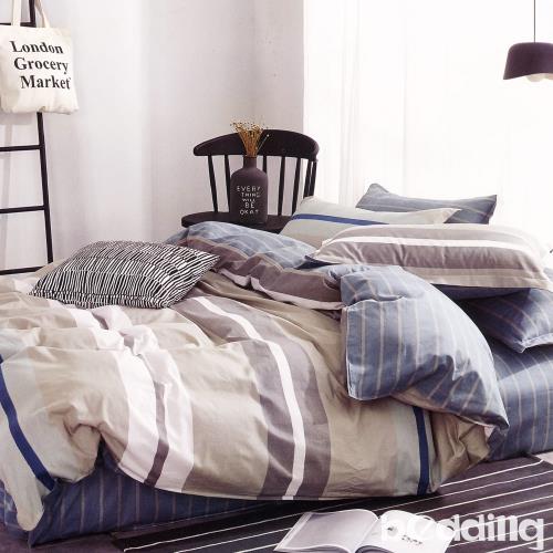 BEDDING-100%棉特大雙人6x7尺薄式床包-布魯斯-灰