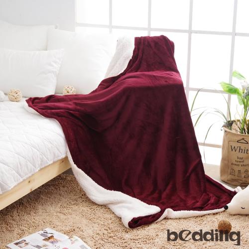 BEDDING-簡約無印風羊羔絨x法蘭絨雙層毯被-經典紅