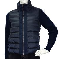 MONCLER 經典品牌LOGO立領拼接針織手袖羽絨夾克(藍)