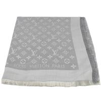 Louis Vuitton LV M70804 Monogram Denim 經典花紋羊毛絲綢披肩圍巾.珍珠灰 現貨