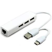USB2.0加USB3.1Type-C雙接頭轉USB2.0X3加RJ45HUB集線器