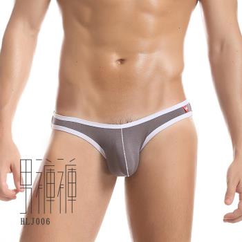 男褲褲_簡約素面棉質低腰性感貼身窄邊三角褲_灰色_【HLJ006】