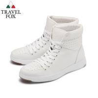 TRAVEL FOX(女) 輕雲系列 高筒超軟牛皮輕量時尚運動鞋 - 純愛白