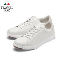 TRAVEL FOX(女) 輕雲系列 超軟牛皮輕量舒適運動鞋 - 月暈白