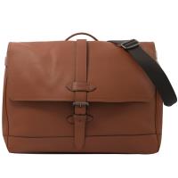 COACH 經典 LOGO 牛皮手提斜背三用公事包(咖)