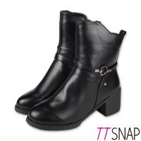 TTSNAP中筒靴-韓國空運秋冬顯瘦保暖刷毛中跟靴 黑