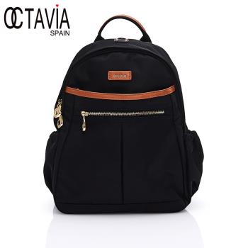 OCTAVIA 8 -生活家 日系多層次拉鍊口袋尼龍後背包 - 包容黑