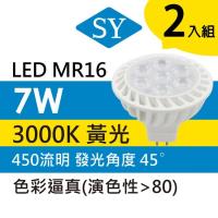 【SY 聲億】【2入】MR16 LED 白天使 杯燈 7W- 黃光(免安定器)