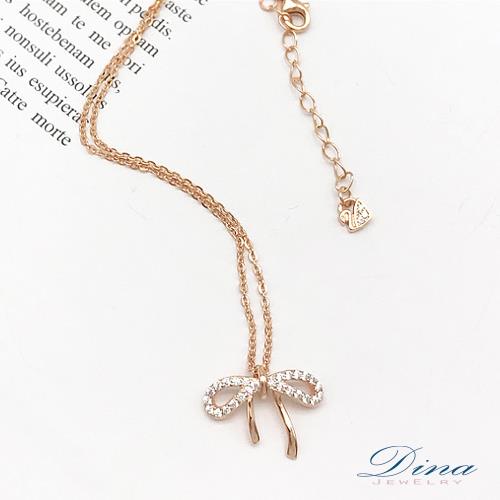 DINA JEWELRY 蒂娜珠寶   經典蝴蝶結 925純銀CZ鑽項鍊 ( HT21057) 