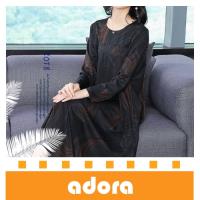 adora 秋季新款大碼中長款寬鬆氣質長袖A字長袖洋裝