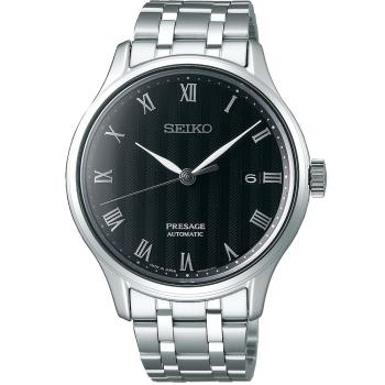 SEIKO精工 Presage 日禪風格羅馬機械錶(黑/41mm) 4R35-02S0D SRPC81J1