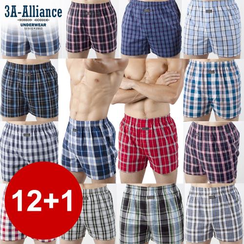 3A-Alliance 精梳綿平口四角男內褲12+1件組(M5003)