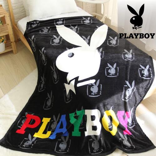 PLAYBOY法蘭絨毯-經典黑