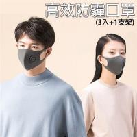 【小米】防霾過濾高透氣防塵口罩3入+1支架