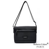 Roberta Colum - 雅痞牛皮掀蓋横式斜背側背包