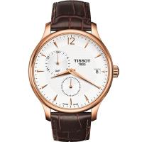 TISSOT Tradition GMT 二地時區經典腕錶-白x玫瑰金框/42mm T0636393603700