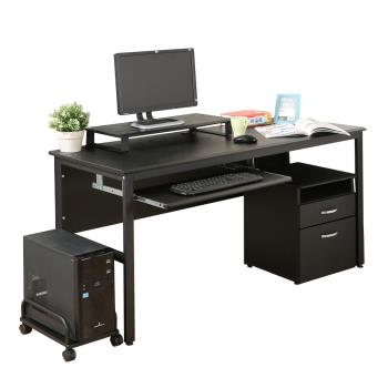 DFhouse    頂楓150公分電腦辦公桌+1鍵盤+主機架+活動櫃+桌上架(大全配)