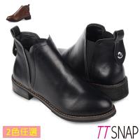 TTSNAP短靴-亮面美型時髦纖細低跟靴 黑/棕