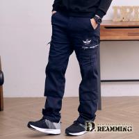 【Dreamming】透氣素面翅膀多口袋休閒工作長褲(深藍)