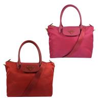 PRADA 1BA106 三角LOGO尼龍帆布手提斜背兩用包.兩色可選(紅/桃紅)