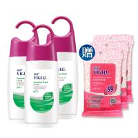 VIGILL 婦潔-日常潔淨 私密沐浴露 3瓶特惠組(220ml/瓶X3 加送生理潔舒巾X3)