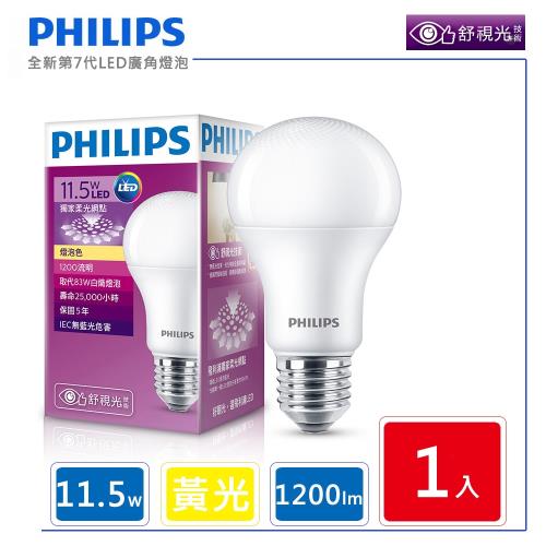 【飛利浦 PHILIPS】LED廣角燈泡 11.5W 黃光 1200流明 3000K 全電壓