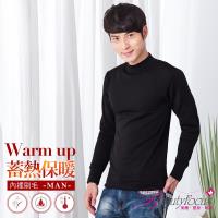 BeautyFocus 男立領刷毛蓄熱保暖衣-黑色(5590)