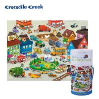 美國Crocodile Creek 大型地板桶裝學習拼圖50片-城市交通