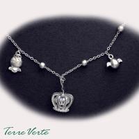 【蒂菲雅Terre Verte】925純銀水鑽皇冠小天使手鍊