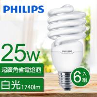 6顆入【新一代】 飛利浦 Helix T3 E27 螺旋省電燈泡 25W-白光