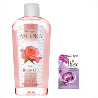 進口ANFORA安芙拉玫瑰果身體按摩精油(250ml/8.5oz)*1+Olay 美容香皂-蘭花沁香(113g*6/組)*2