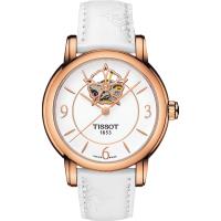 TISSOT Lady Heart 花朵鏤空機械女錶-白x玫瑰金框/35mm T0502073701704