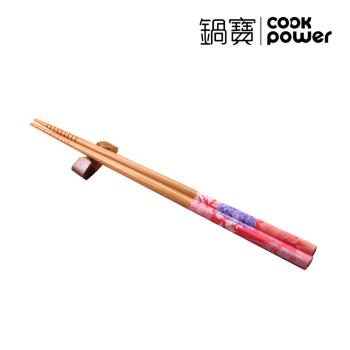 【CookPower鍋寶】炭化印花竹筷(紅)-10雙入(RG-010R)