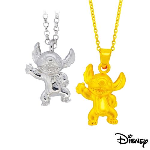 Disney迪士尼系列金飾 立體純銀墜子-焦點史迪奇款+立體黃金墜子-焦點史迪奇款 送項鍊