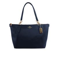 COACH 馬車LOGO防刮皮革肩背托特包(午夜藍) F57526 IMMID