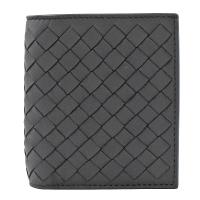 BOTTEGA VENETA 533451 編織羊皮扣式零錢短夾.黑 霧面