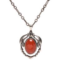 GEORG JENSEN 經典Heritage系列花蕾之珠925氧化純銀紅玉髓鑲嵌項鍊
